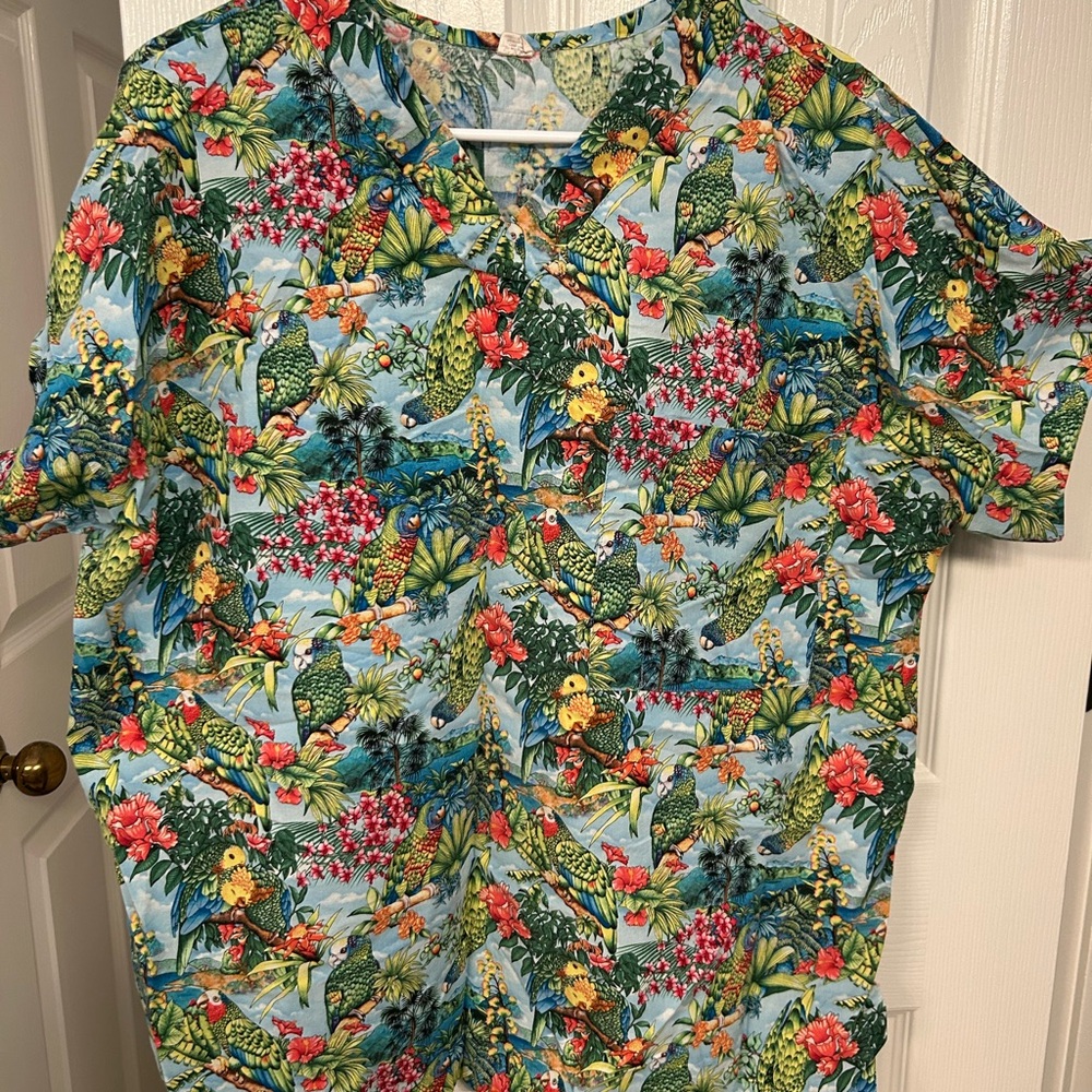 2/$25 on $15 Key West Brand Scrub Top -  Tropical Parrot Print